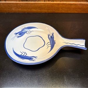 Zanolli Hand-painted Italy Blue Lobster Crawfish Handled Serving Dish